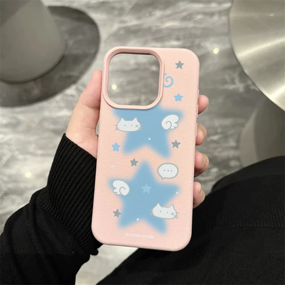 White Cat Cloud Phone Case For iPhone 17 16 15 14 13 12 Pro Max 16 15 14 Plus 17 16 15 14 13 12 Pro 17Air Silicone Matte Cover