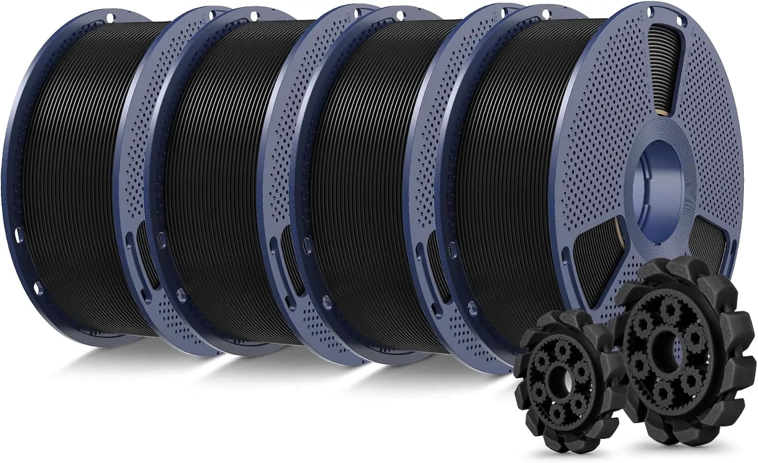 4KG PLA+ 2.0 Filament Bundle, 1.75mm, Stronger & Tougher, +/-0.02mm Accuracy, 4 Spools, Black