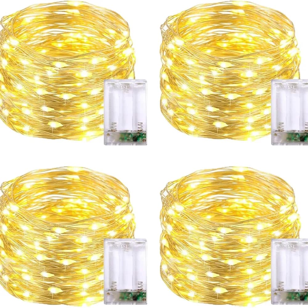Luci a Filo Argentato LED per Feste in Giardino, Matrimoni, Natale, 1/2/5/10M, per Decorazione Casa e Camera da Letto, Alimentate a Batteria