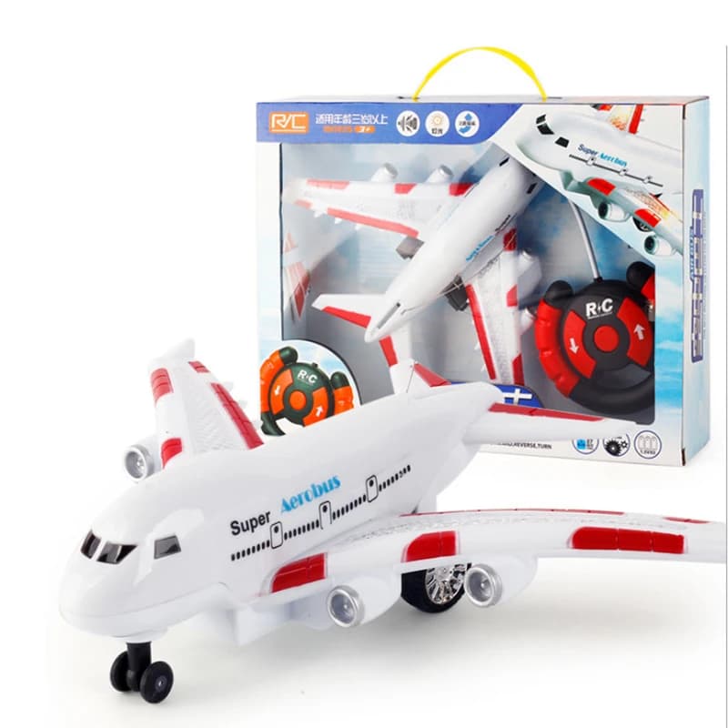Aereo elettrico RC giocattoli di plastica per bambini telecomando modello di aeroplano giochi all'aperto bambini illuminazione musicale giocattoli fai da te regali