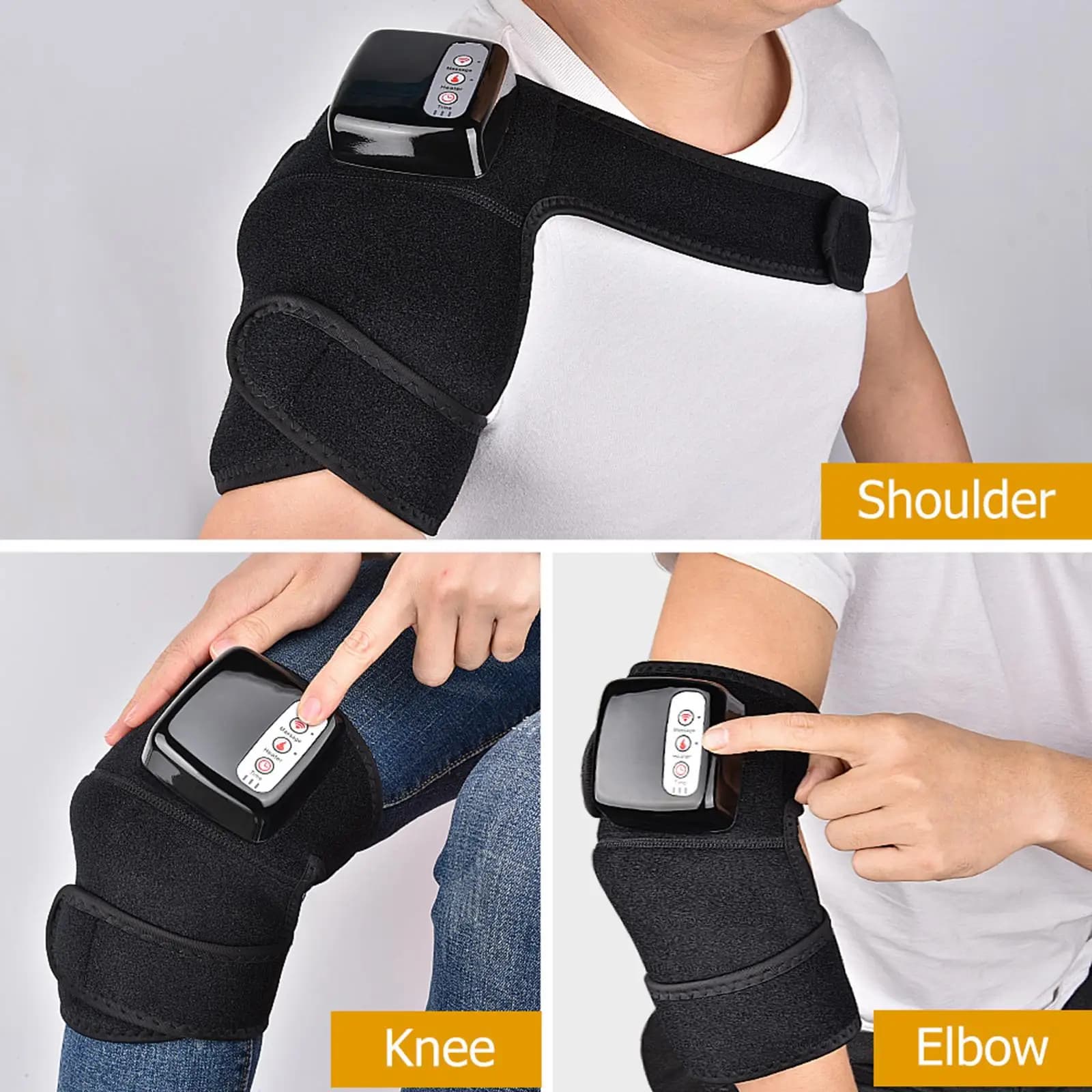 Supporto per Ginocchio con Massaggio a Vibrazione Wireless e Terapia Termica per Attrezzature Fitness e Supporto per Zone Sensibili