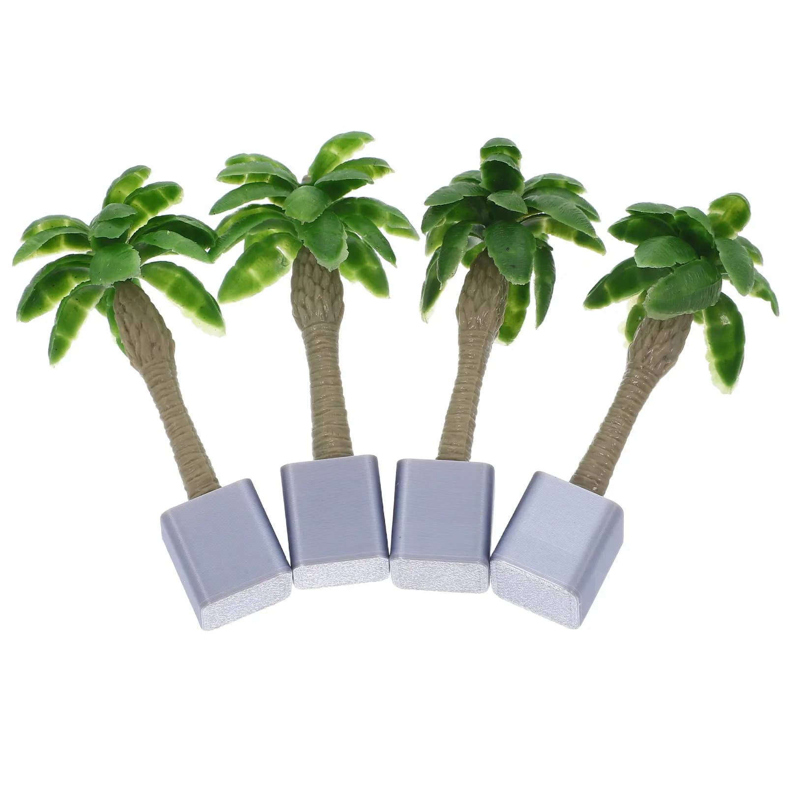 4Pcs Mini Faux Coconut Tree Bonsai Realistic Small Artificial Plants Indoor Decoration Sand Table Landscape Craft