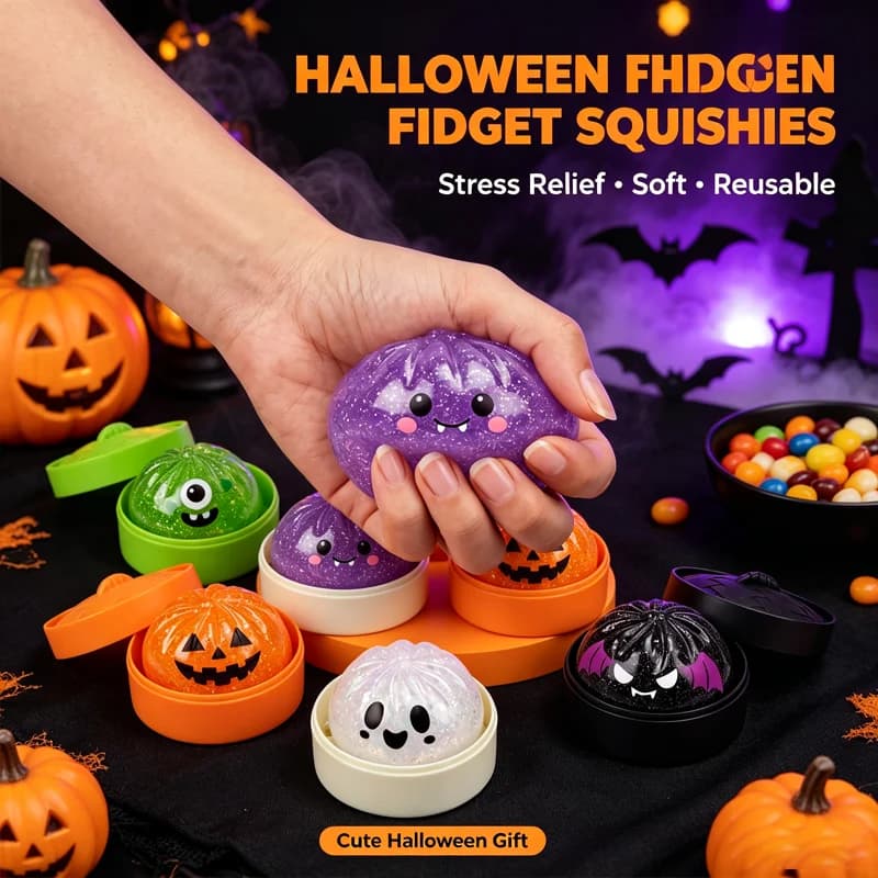 Halloween Bread Slow Rebound Squishy Toy Cute Spooky Dough Squeeze Toy with Non-Stick Texture for Sensory Play Stress Relief