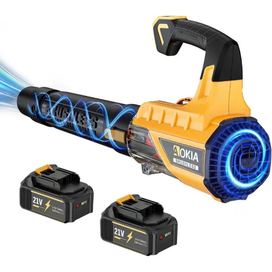 Soffiatore elettrico per foglie senza fili da 21 V con 2 batterie da 3,0 Ah e caricabatterie per un efficiente cura del prato, la pulizia del patio e del debri all'aperto