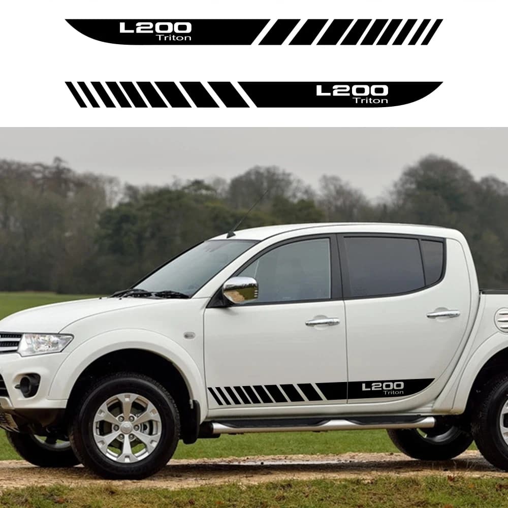 Adesivo per auto Strisce laterali lunghe Copertura per Mitsubishi L200 Triton Auto Sports Pellicola in vinile fai da te Styling Decalcomanie Accessori per tuning auto