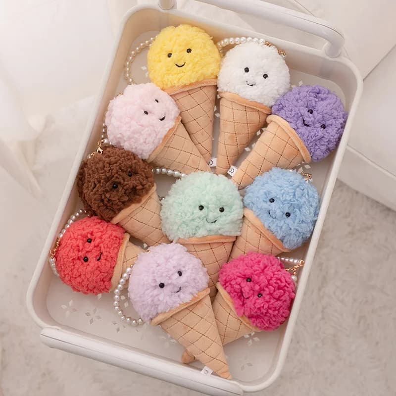 Simpatico cartone animato gelato peluche ripiene cibo snack cuscino cuscino cono giocattoli per bambini Kawaii Room Decor regalo di compleanno per bambini