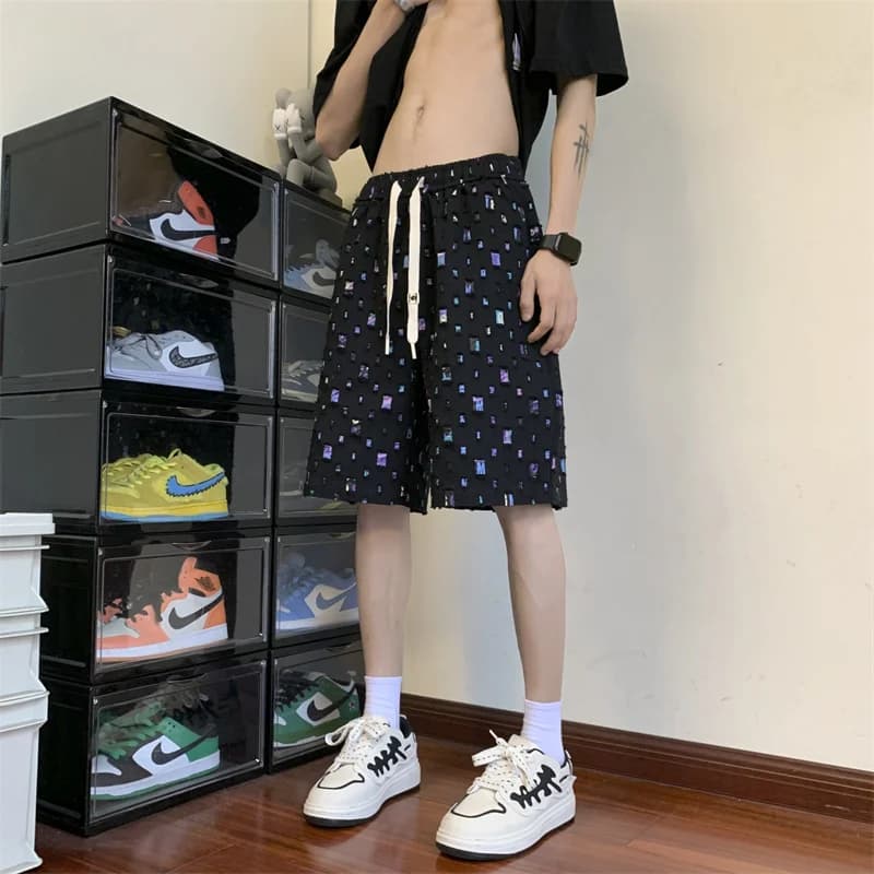 American Style Men's Summer Thin Five-Point Shorts Casual Pants Straight Leg Trendy Cuffed Breathable Comfortable Fashionable