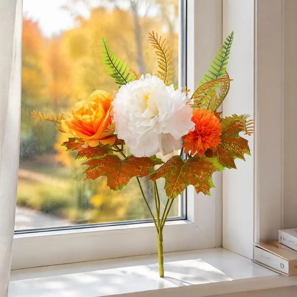 No Maintenance Fake Plants for Home Artificial Flowers for Home Decor Artificial Fall Flowers Bouquet Realistic Faux for Wedding