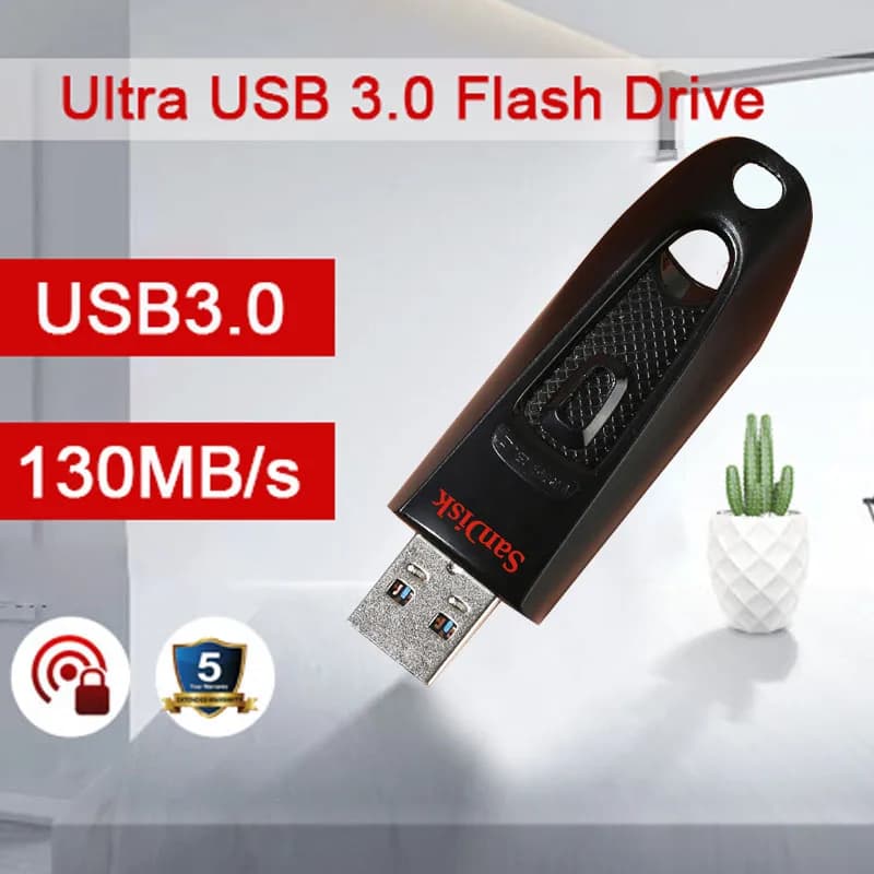 Chiavetta USB SanDisk Ultra USB 3.0 16 GB/32 GB/64 GB/128 GB/256 GB/512 GB Pen Drive Velocità di lettura fino a 130 MB/s Disco flash CZ48 USB 3.0