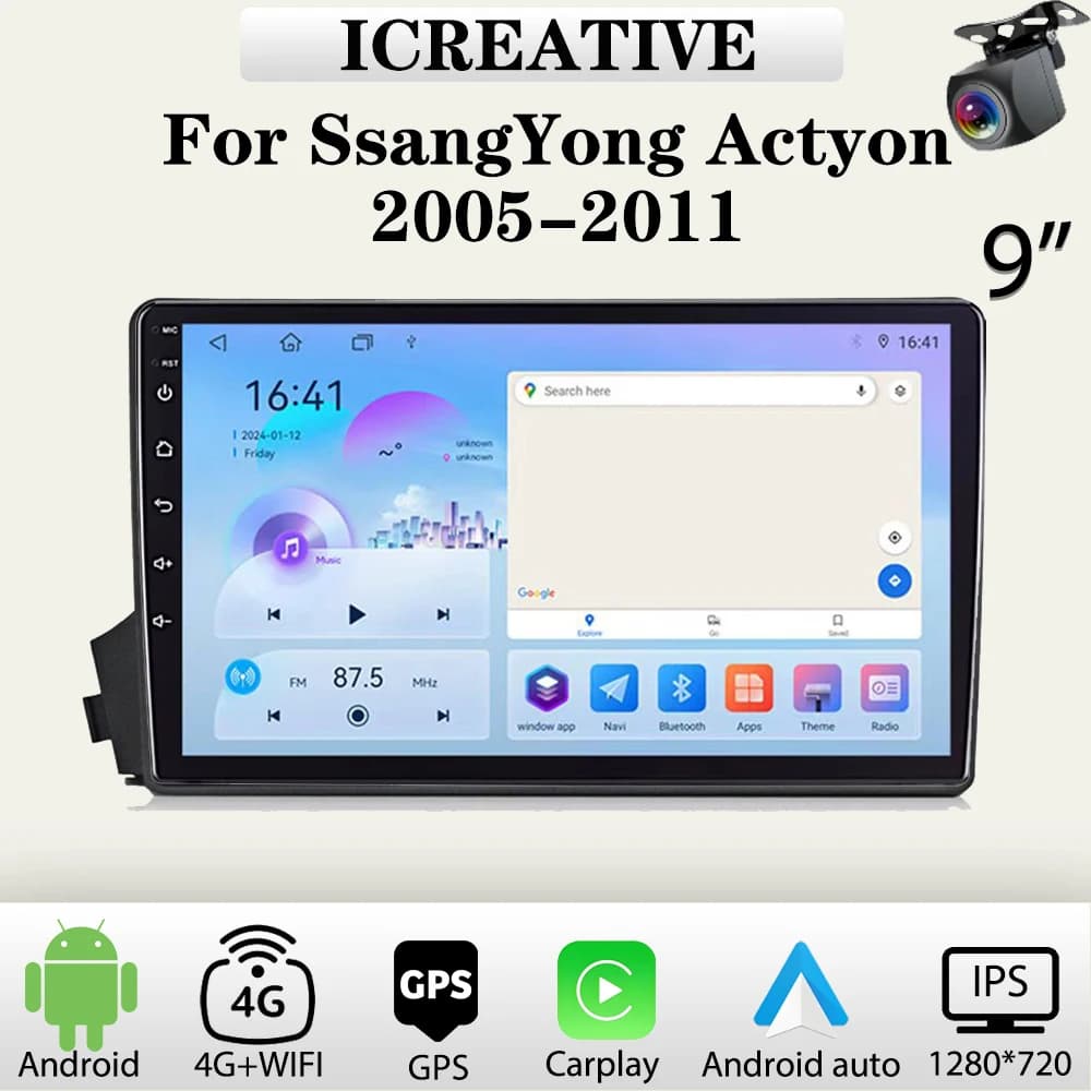 Autoradio Android per SsangYong Actyon 2005-2011 lettore Video multimediale Carplay Wireless Android Auto Autoradio navigazione GPS