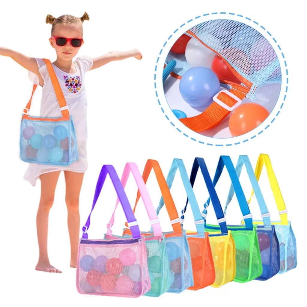 Children's network folding beach bag, sand, protective, for children, beach toys, clothes bags, storage organizers, women's cosmetic makeup bag