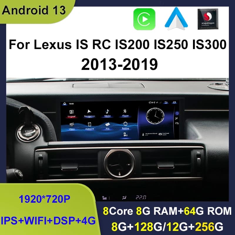 Android 13 Multimedia Stereo 12 + 256G Qualcomm Auto Carplay Per Lexus RC IS 200 250 300 350 200t Auto Lettore Dvd Radio Navigazione