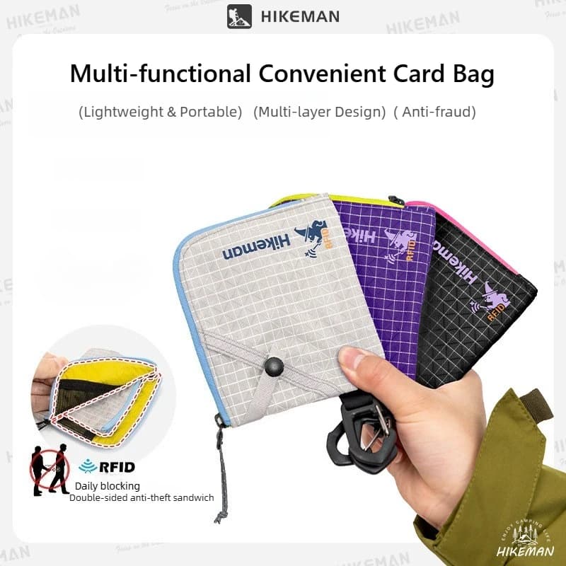 HIKEMAN RFID Blocking Passport Holder Double-Sided Anti-Theft Sandwich Wallet With UHMWPE Fiber For Travel ID Cash Organizer