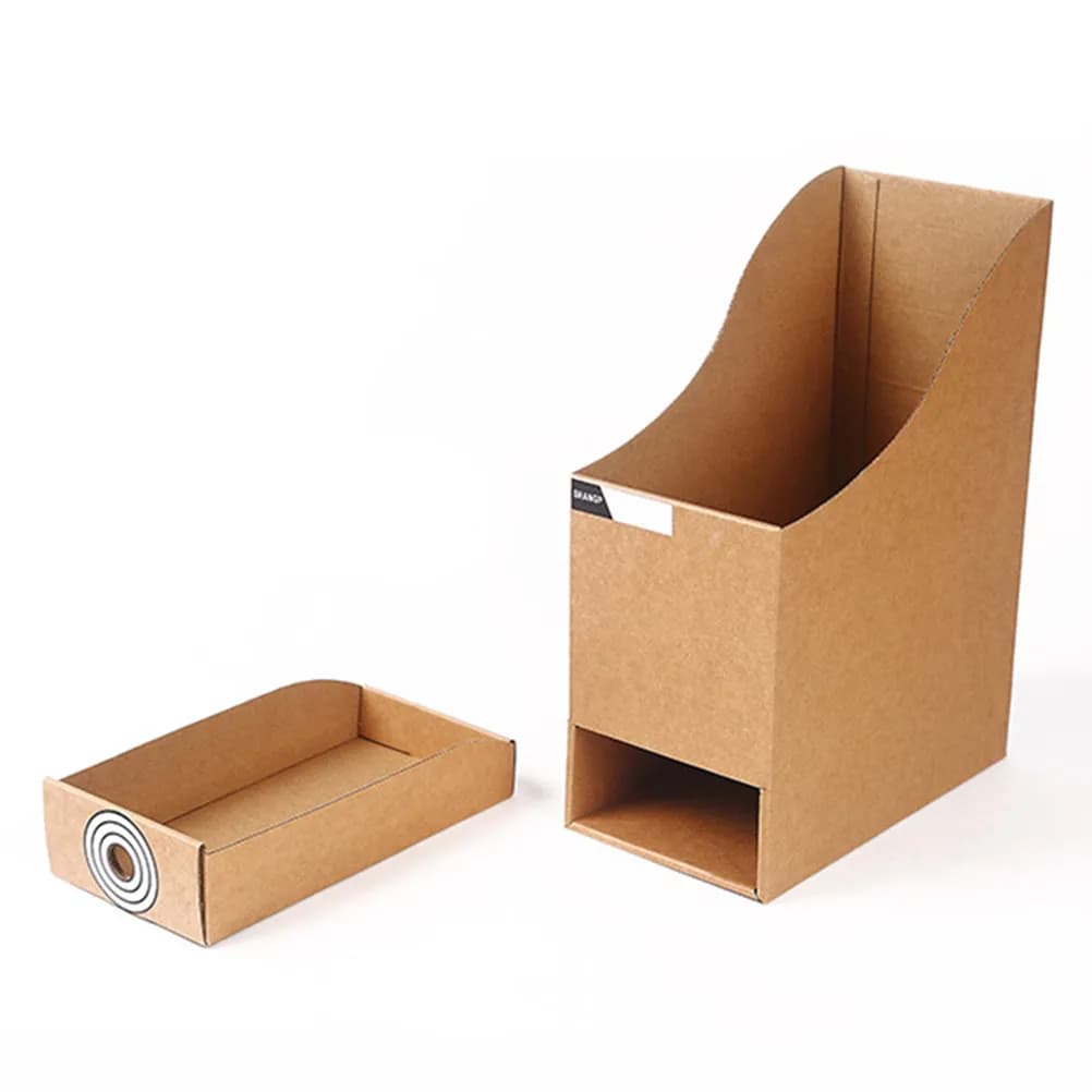 Set di 2 Portadocumenti in Carta, Robusto Organizzatore per Scrivania, Porta Riviste e Libri, Organizzatore da Scrivania Durevole, Scatola Portadocumenti