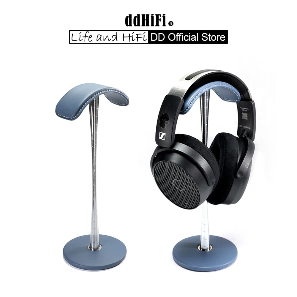 DD ddHiFi HS270-Blue Supporto per cuffie, realizzato in vera pelle e lega di alluminio, supporto per cuffie con design staccabile