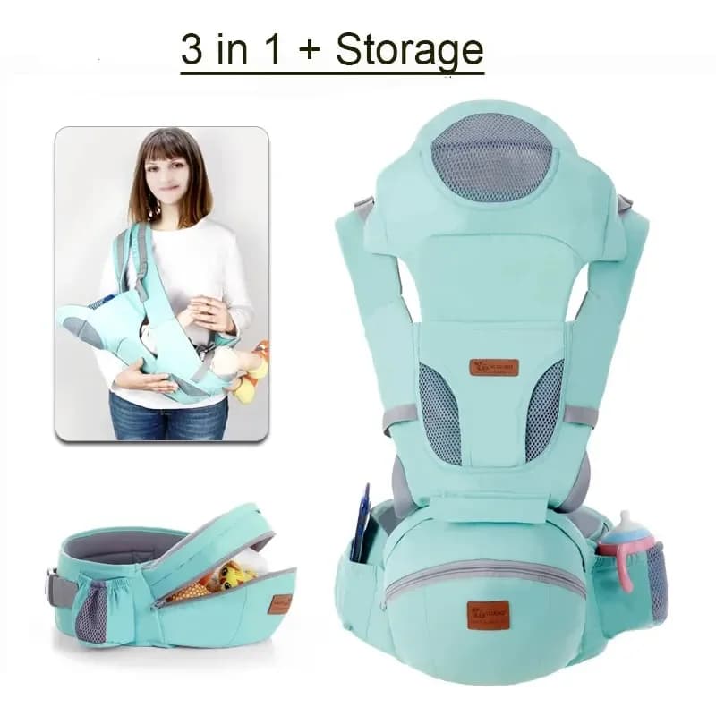 Marsupio 3 in 1 con seduta ergonomica per neonati e bambini 0-36 mesi, con cinghie ergonomiche, marsupio a tracolla con vano portaoggetti, schienale rimovibile per tutte le stagioni