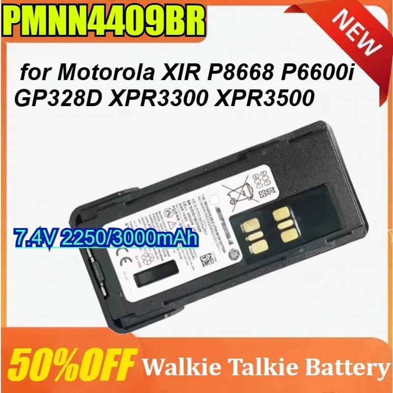 Batteria PMNN4409BR per Walkie-talkie Motorola XIR P8668 P6600i GP328D XPR3300 XPR3500 7.4V 2250/3000mAh