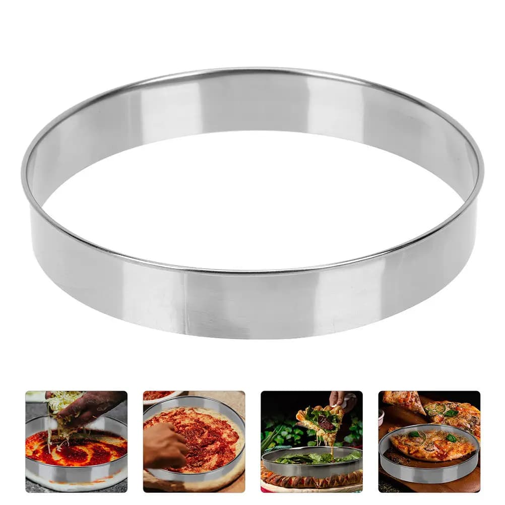 Premium Stainless Steel Pizza Ring for Baking Pizza Cake Scones Deep Design Prevents Topping Leakage High Temp Resistant Wear