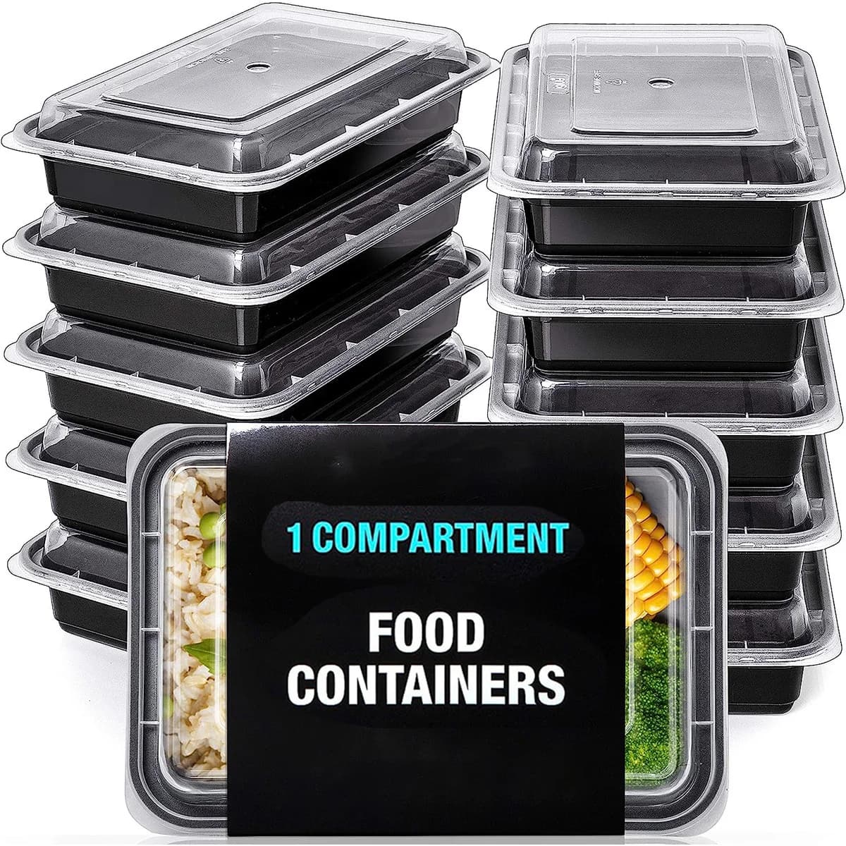 10 pz/set contenitori per la preparazione dei pasti 1 scomparto con coperchio sigillato contenitori Bento in plastica per la conservazione degli alimenti contenitori per il pranzo riutilizzabili microonde, Re