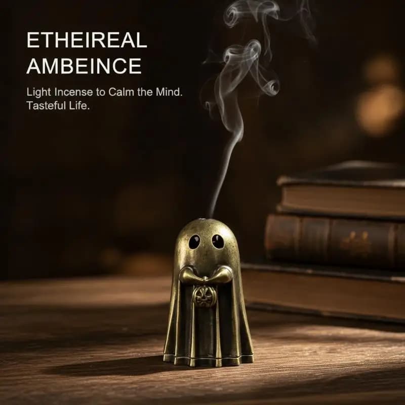 Unique Ghost Pumpkin Incense Holder Ornament Halloween Desktop Decoration For Home Living Room Party Fragrance Diffuser