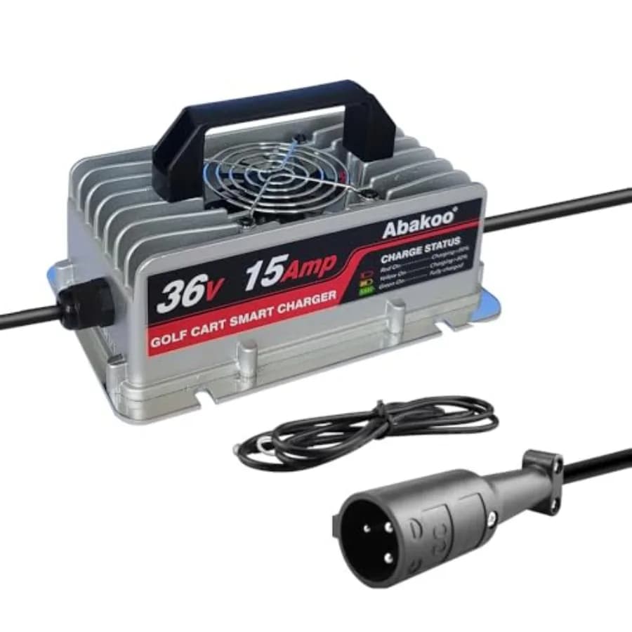 Abakoo Caricabatteria da 36 Volt 15 Amp per carrello da golf Club Car con spina rotonda a 3 pin IP67 impermeabile