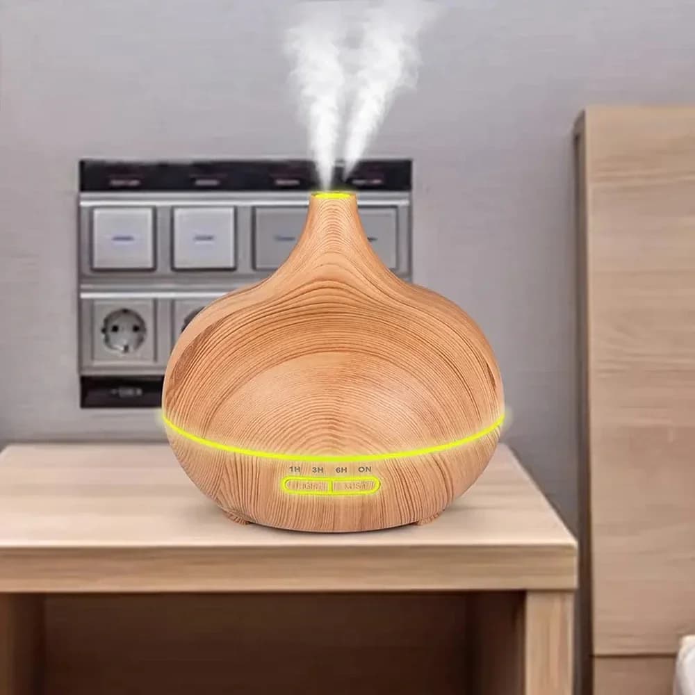 Diffusore di Oli Essenziali, Macchina per Aromaterapia con Design Effetto Legno, Nebulizzatore di Fragranze a Nebbia Fredda, Deodorante per Ambienti