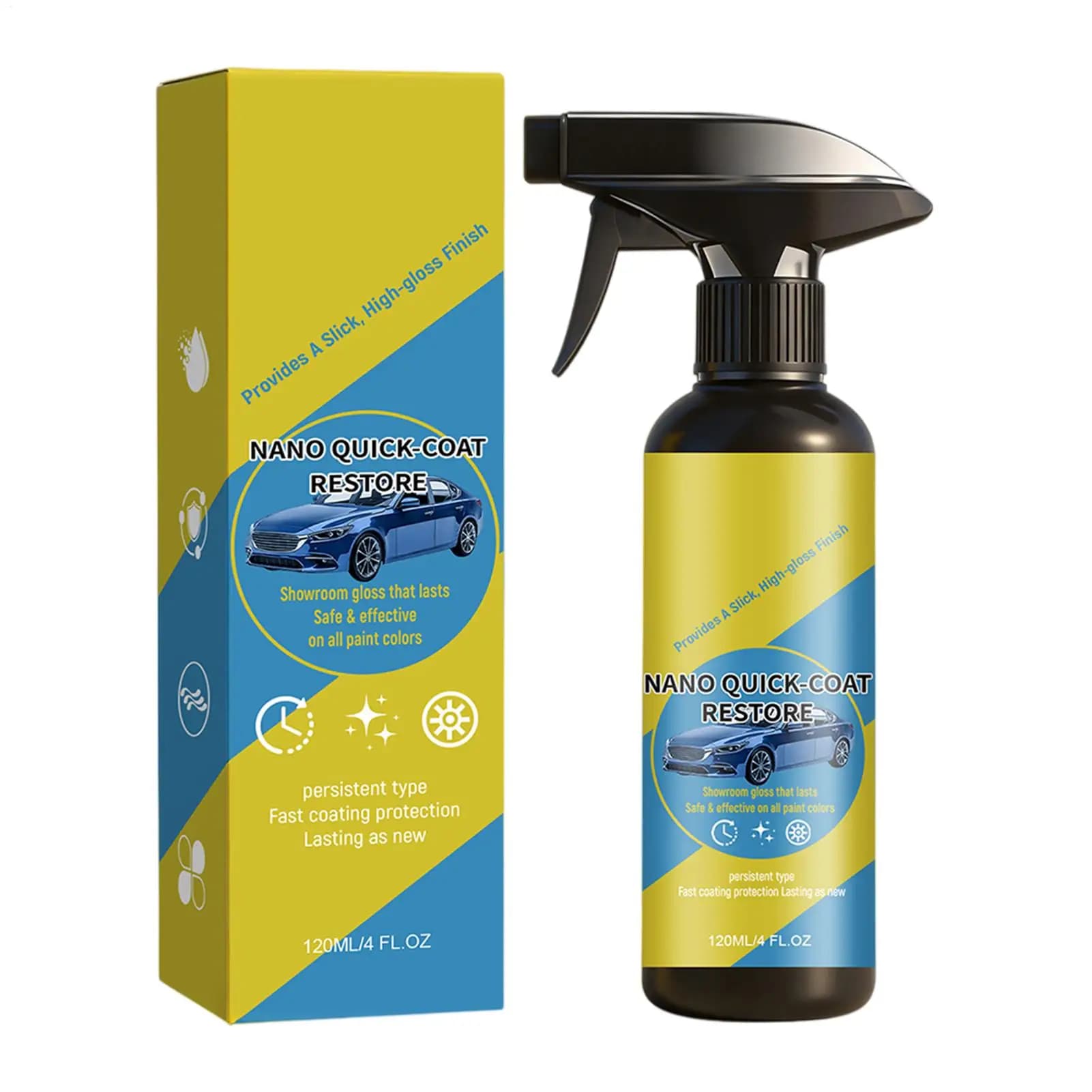 Spray Nano Coating per Auto 120ml, Rivestimento a Rapida Asciugatura, Protezione Idrofobica, Agente di Lucidatura e Rinnovamento, Accessori per Manutenzione
