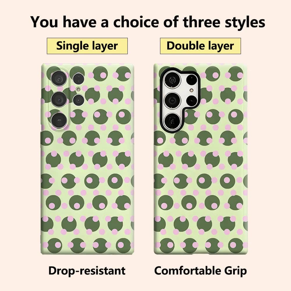 Green Pink Dot Tile Luxury Fashion Full Lens Protective Case for Samsung Galaxy S26 S25 S24 A56 A36 Plus Ultra