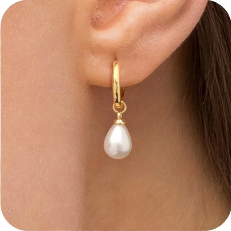 Orecchini pendenti con perle in acciaio inossidabile placcato oro 18 carati per le donne Mamma, regali di gioielli con orecchini ipoallergenici con perle Waterdop alla moda