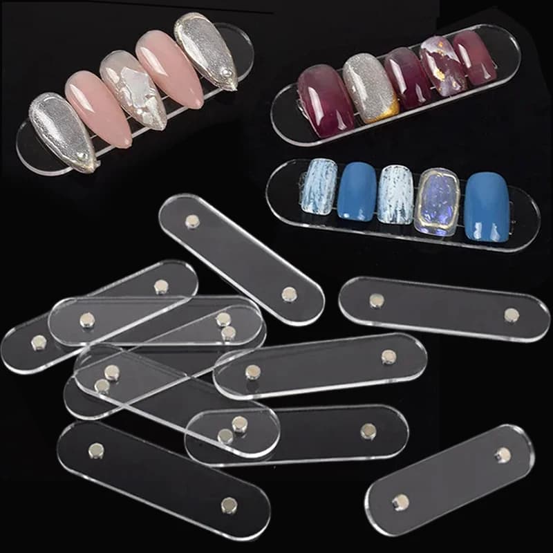 vvocci Punte per Unghie Finte Magnetiche Trasparenti 10/20/30pz con Espositore e Striscia Porta Smalto Gel Acrilico per Pratica e Presentazione Manicure