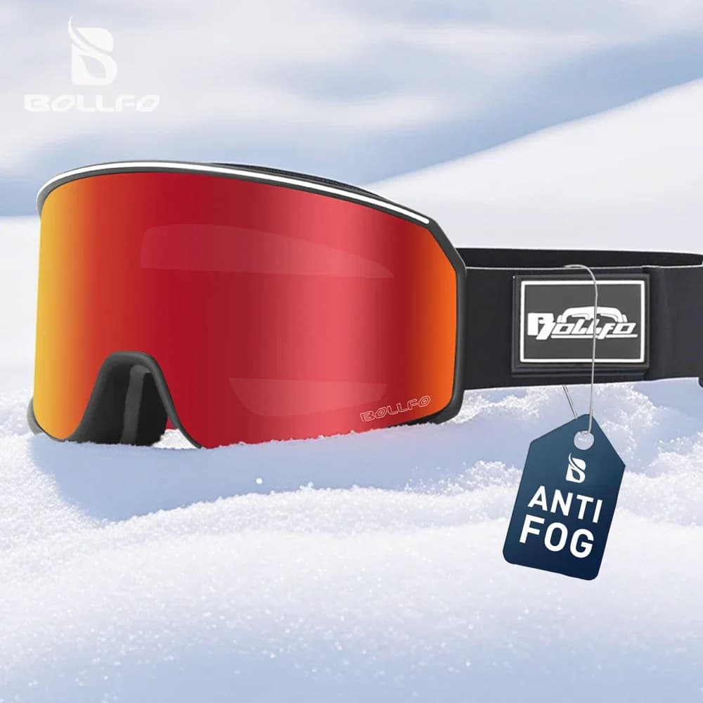 BOLLFO Occhiali da Snowboard per Uomo Donna Doppio Strato Anti-Fog Protezione UV400 OTG Alpine Occhiali da Sci da Neve Sci Attrezzatura da Uomo