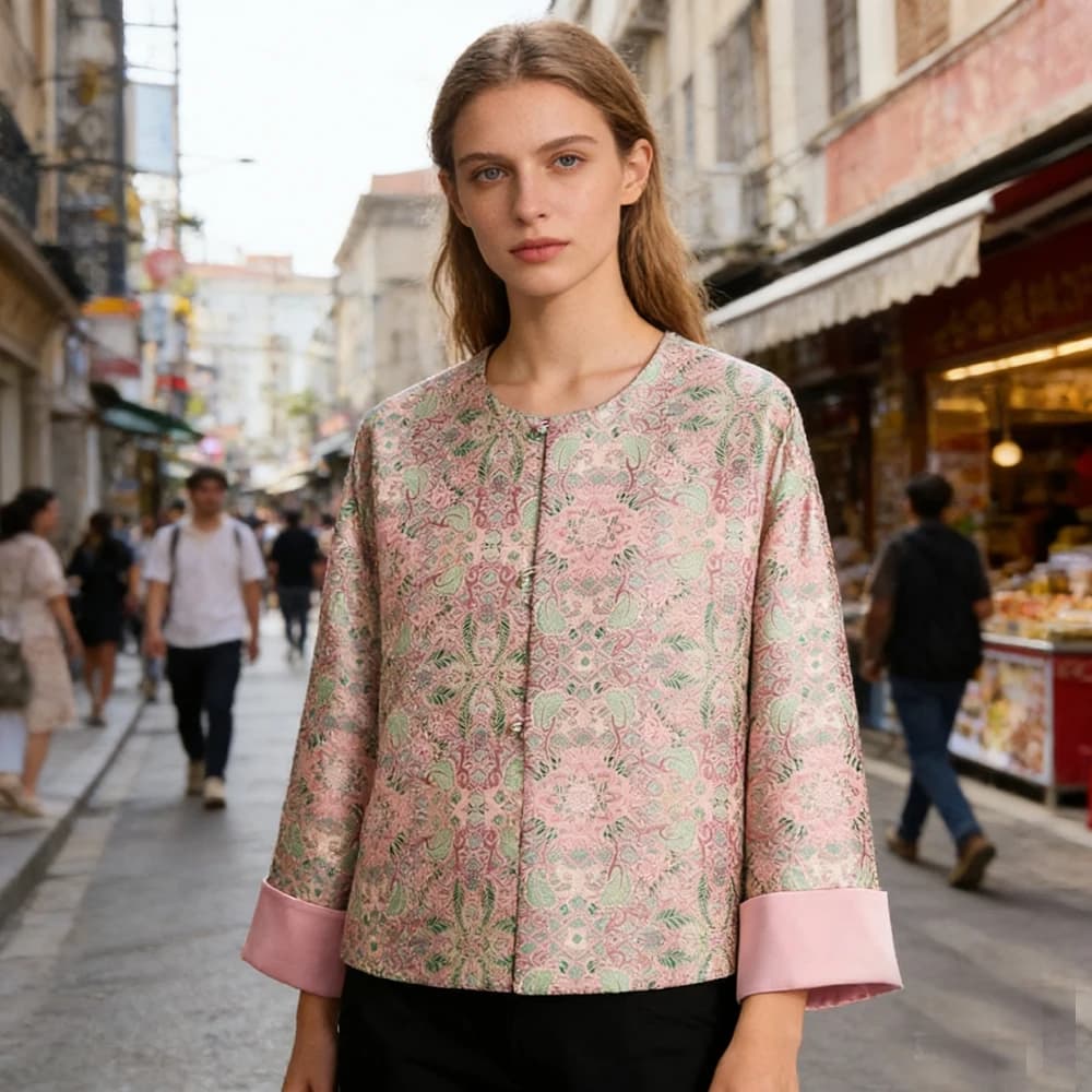 Nuova Giacca in Broccato Stile Cinese per Donna, Cappotto a Maniche Lunghe Raffinato, Top Qipao, Cappotto Tradizionale Cheongsam