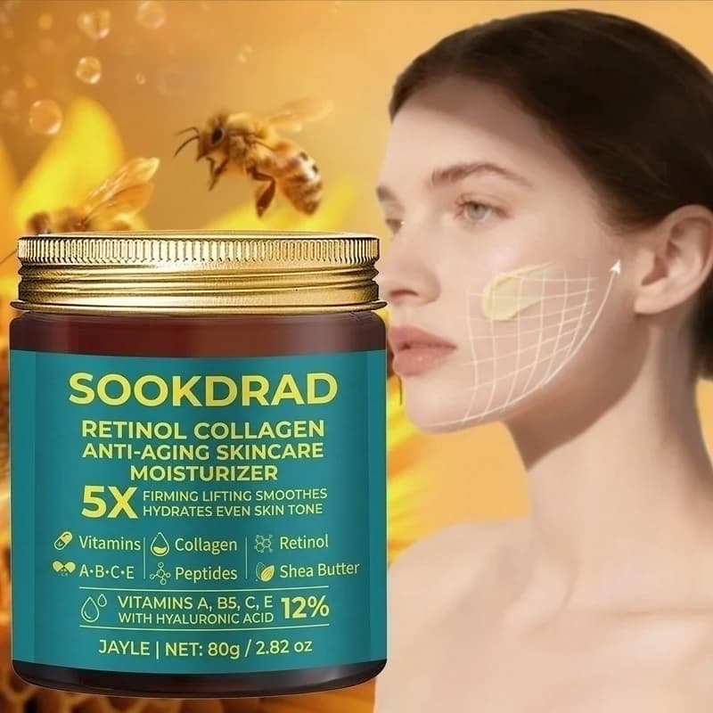 Crema idratante al retinolo e collagene, 12% vitamine, idratante, per adulti, 80g/2.82oz, per tutti i tipi di pelle, uso quotidiano.