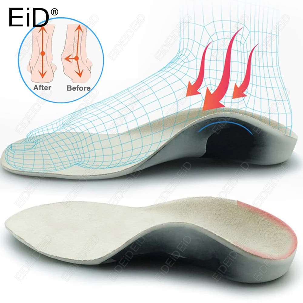 3D orthopaedic soles for flat feet for children and adults, soles with support for the X-legged arch, orthopaedic inserts for heel.