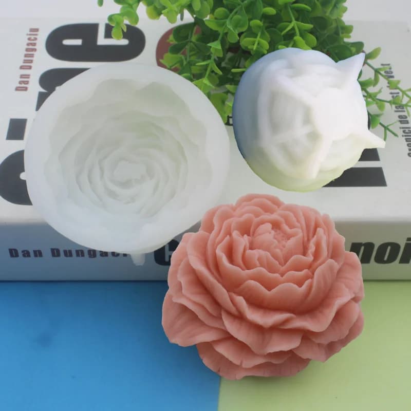 Stampo in Silicone per Candele a Forma di Grande Peonia, Strumento Fai-da-Te per Candele 3D a Forma di Rosa, Sapone, Gesso, Resina, Decorazione Casa e Regalo