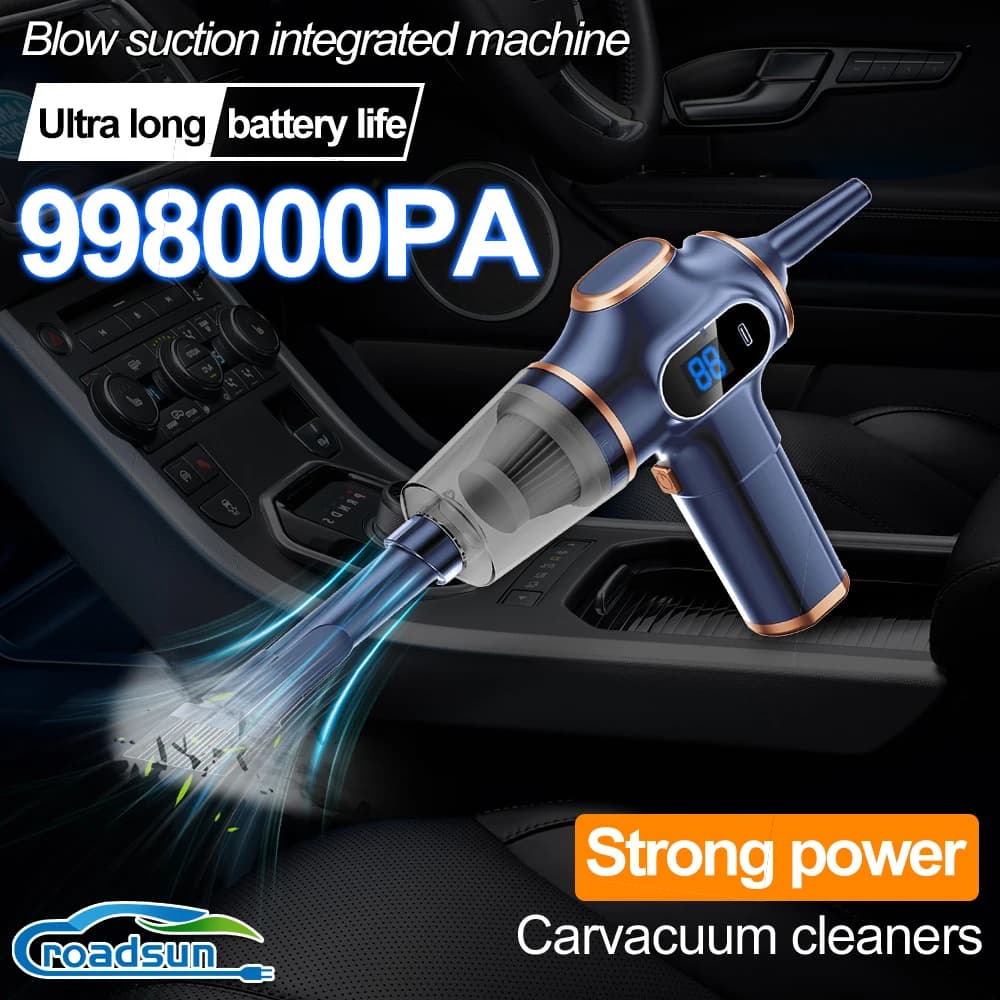 ROADSUN Air Aspirapolvere per auto 2-in-1 Potente pulitore wireless Forte aspirazione Pulizia auto portatile Elettrodomestico portatile