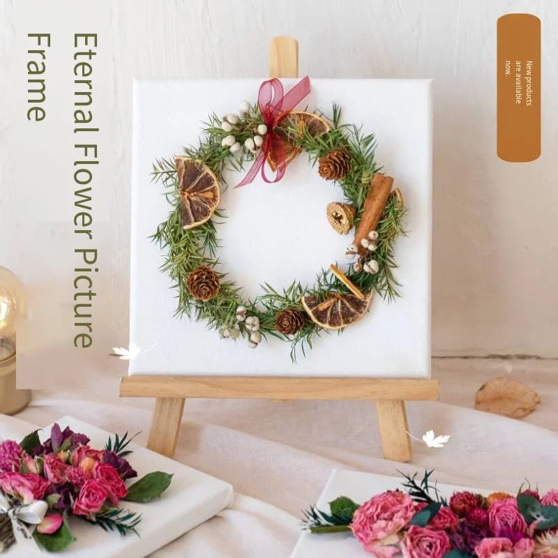 Dried Flower Photo Frame DIY Material Kit, Easel, Preserved Flower Plant Specimen Stickers, Handmade Workshop Team Building Activity Picture Frame