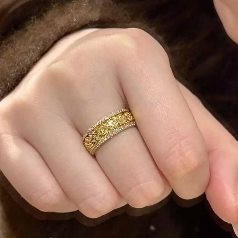 Nuovi anelli vintage in stile cinese con monete in rame pieno di diamanti per le donne, anello squisito di lusso leggero, gioielli da festa affascinanti