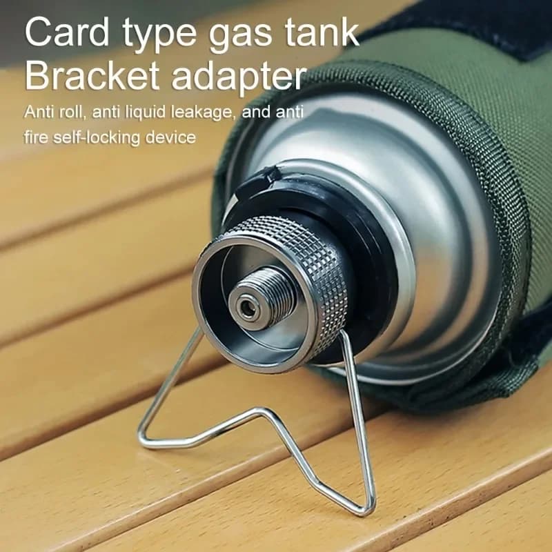 Adapter for gas tank with bracket, stable support Butane stove converter for propane, multifunctional for camping, hiking, picnic