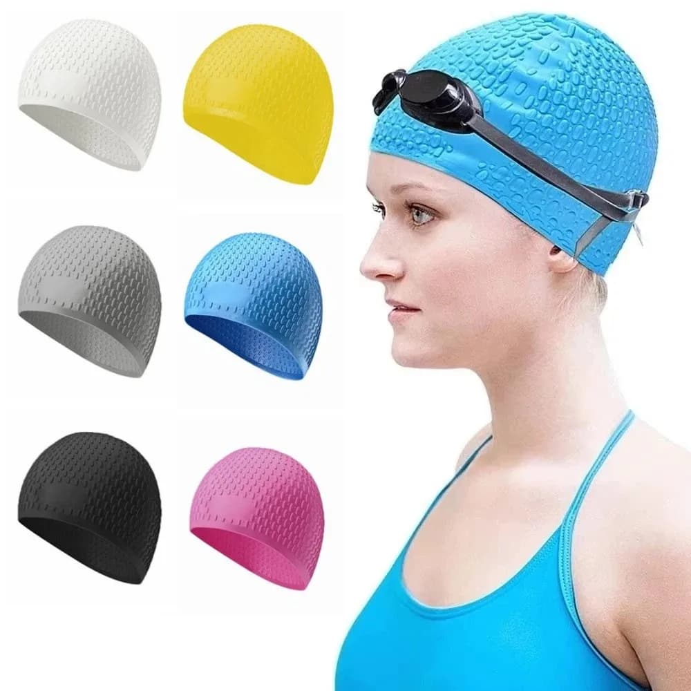 Soft Silicone Swimming Cap Solid Color High Elasticity Pool Headgear Non-Slip Waterproof Swim Head Hood Protecting Hair