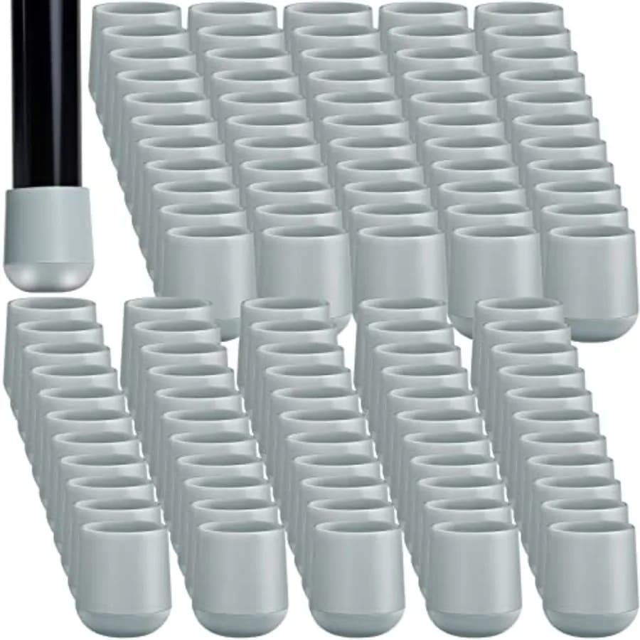 Coprigambe per Sedie Pieghevoli 7/8 Pollici, Coperture Rotonde in Plastica Resistente Grigie per Gambe di Mobili, Protezioni per Pavimenti in Legno Duro, Pezzi