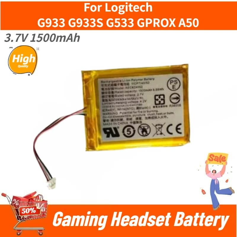 3.7 V 1500 mAh digital replacement battery for Logitech G933 G933S G533 GPROX A50