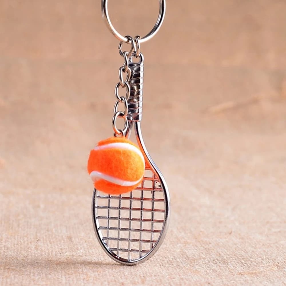 Cute Souvenir Key Rings 6 color Metal Car Key Chain Tennis Ball Tennis Racket Keychain Sports Key Chain Mini Keychain