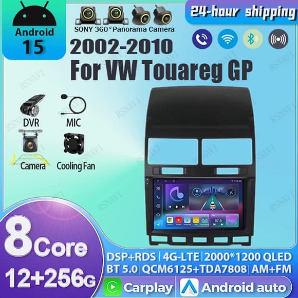 Android 15 Carplay Auto Autoradio Per Volkswagen VW Touareg GP 2002 - 2010 Navigazione GPS Lettore Multimediale Video Stereo wifi + 4G