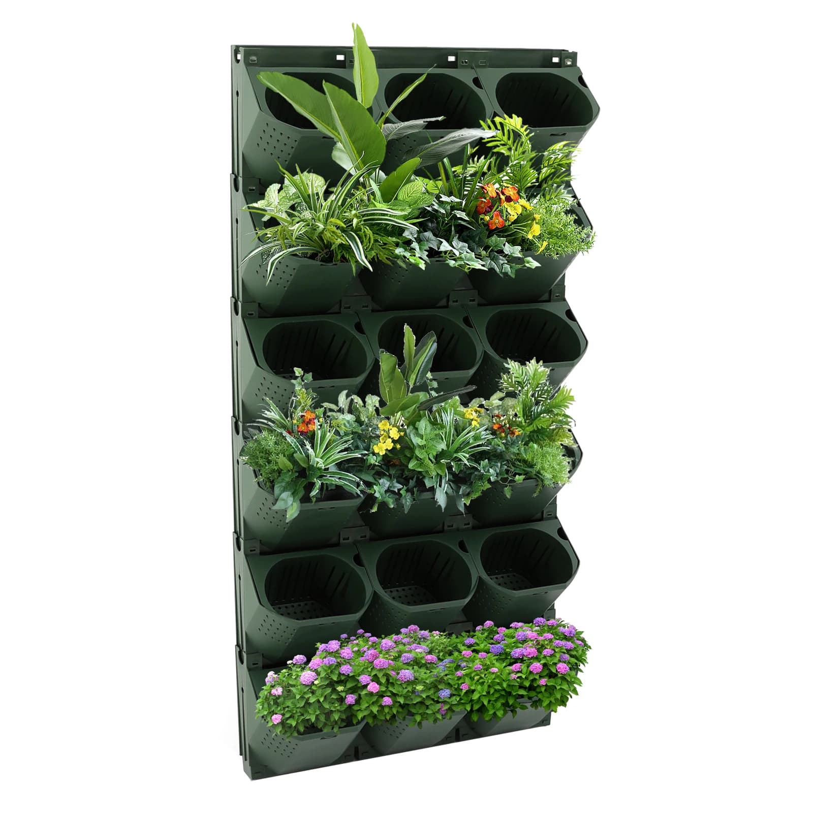 Vertical Planter from Wall to 36 Jars, Garden Planter Suspended, PP Material Plant Vases, Interior and Exterior Bags