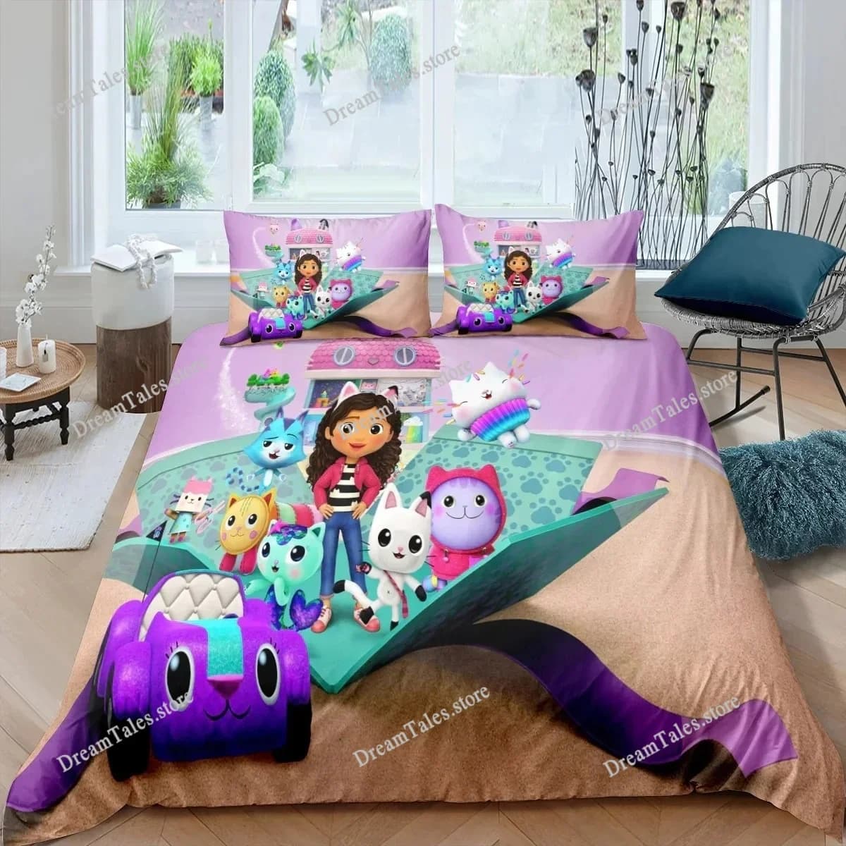 Set di Biancheria da Letto Stampata in 3D Gabbys Doll House, Copripiumino e Federe, Misure Twin Full King per Bambini e Adulti, Camera da Letto, Casa, Tessile741