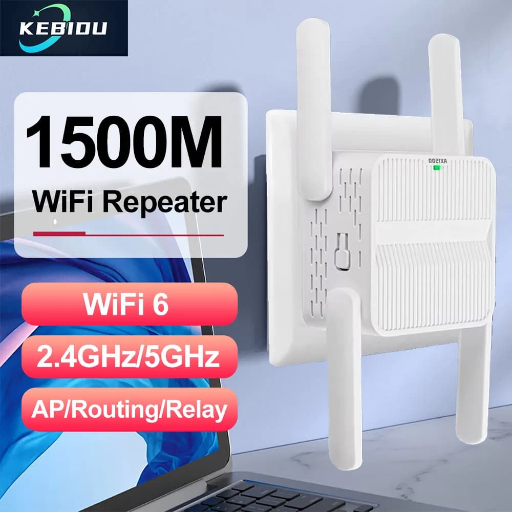 WiFi 6 Ripetitore Amplificatore Espansore di rete wireless Router Power Extender 1500Mbps 2.4GHz 5GHz 4 Antenna per Router Home Office