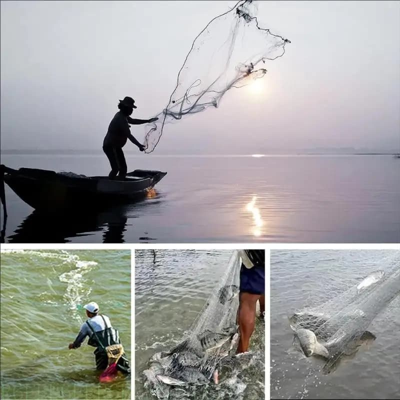 R6FE Fine pesca a rete con galleggianti gettate a rete facile cattura pesca rete caccia alla rete lancio a mesh trap
