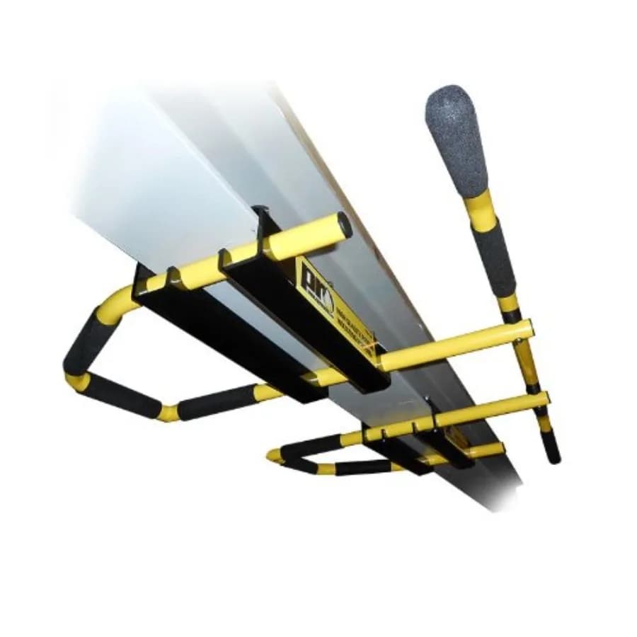 Pull up Bar/Chin up Bar for home gym use, steel, yellow, 5-grip I-beam design with long bent bar for versatile upper body worko
