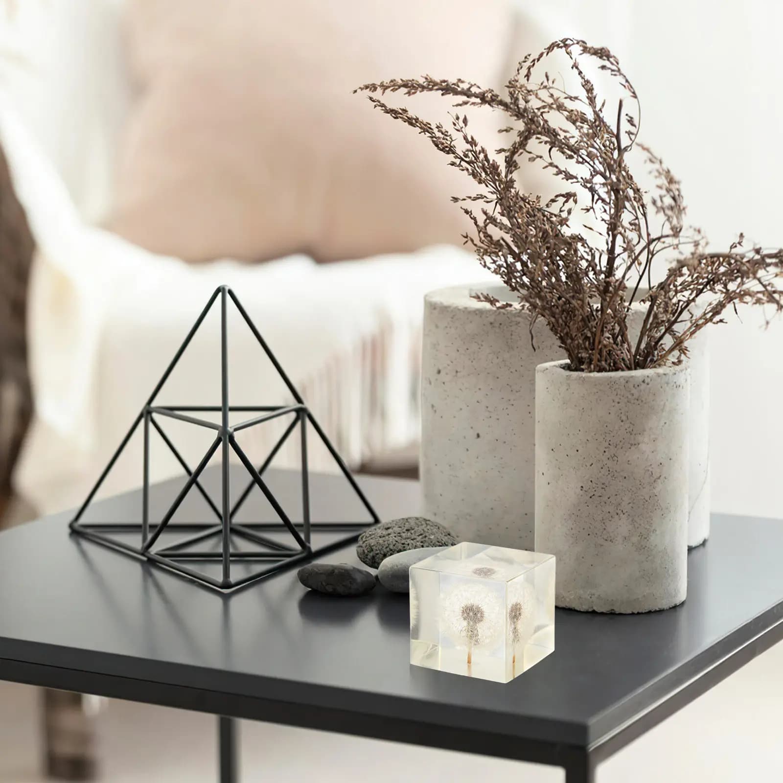 Decorazione Sfera di Cristallo a Forma di Soffione, Cubo Trasparente Semplice, Ornamento da Scrivania per Casa e Ufficio, Regalo per Pasqua, Compleanno, Natale